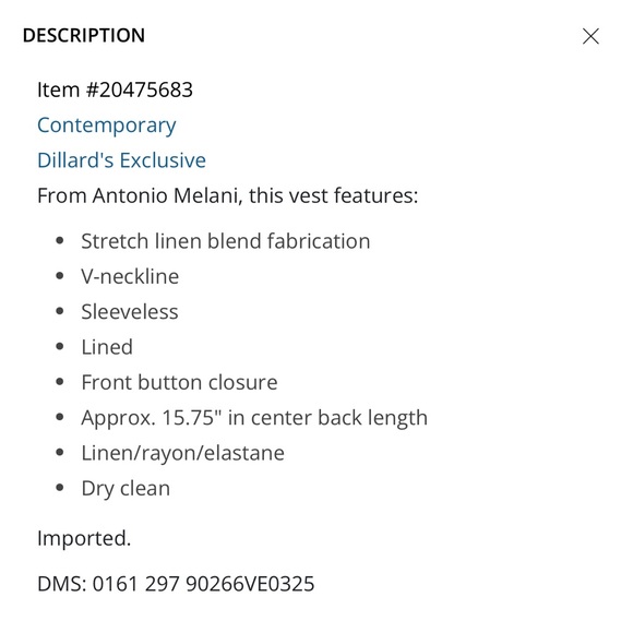 Antonio Melani linen blend vest size 4 - Picture 6 of 6